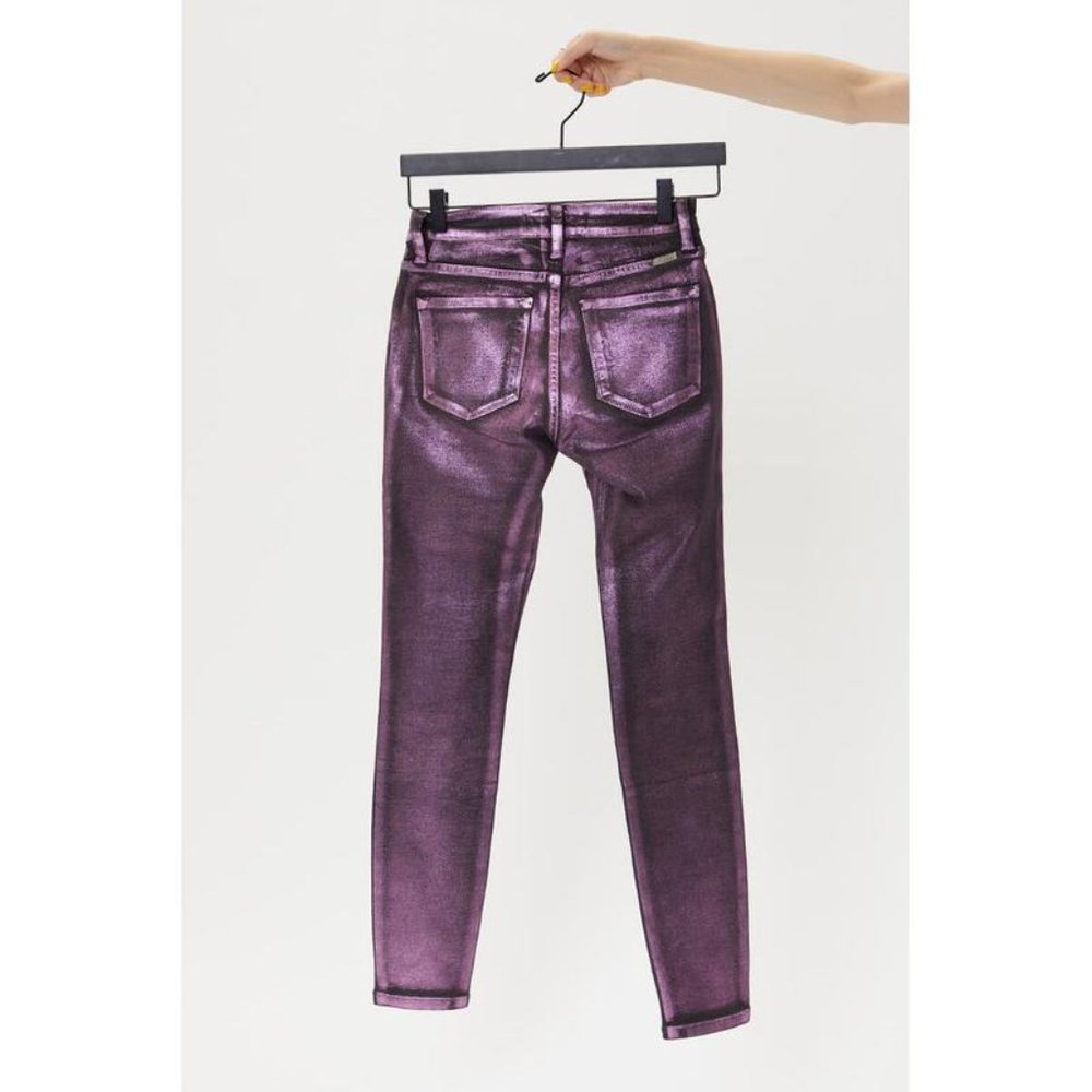 LAST 2! Freya Pink/Purple Metallic Foil Coated Jeans - Picture 4 of 5
